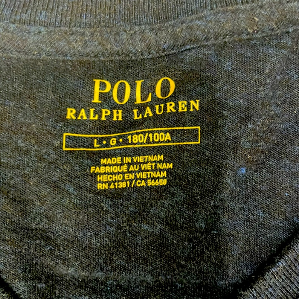 Ralph Lauren polo T-shirt V-neck navy blue 100% cotton man size large - Picture 3 of 6